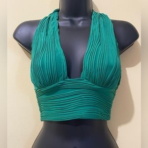 Green halter backless crop top NWT